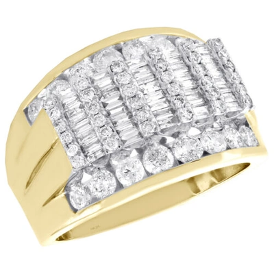 Pre-owned Jfl Diamonds & Timepieces 10k Yellow Gold Round & Baguette Diamond Wedding Band 16mm Anniversary Ring 2 Ct In White