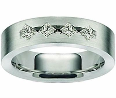 Pre-owned La 0.65 Ct Men's Princess Cut Diamond Wedding Band Ring In Ptinum In G
