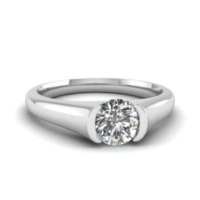 Pre-owned Limor 3/4ct Half Bezel Solitaire Diamond Engagement Ring 14k White Gold In G-h