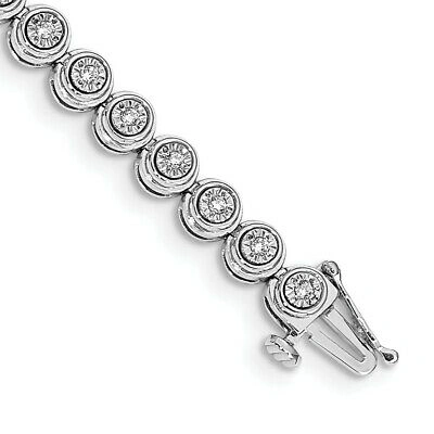 Pre-owned Skyjewelers Real 14kt White Gold Diamond Circle Link Chain Bracelet; 7 Inch