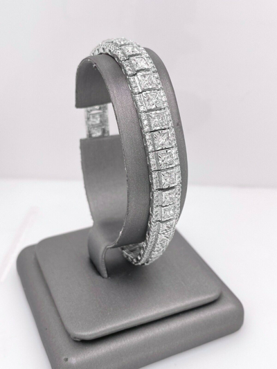Pre-owned Handmade 14k White Gold 12.00 Ct Diamond Tennis Bracelet, 22 G, 7.5 Inches, S14162 In G-h