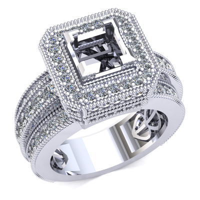 Pre-owned Jewelwesell Natural 2.40ct Princess Cut Diamond Semi-mount Halo Engagement Ring 14k Gold