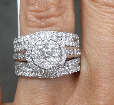 Pre-owned Handmade Deal2.20ct Genuine Diamond Cluster Halo Engagement Wedding Ladies Ring 14k Gold In White