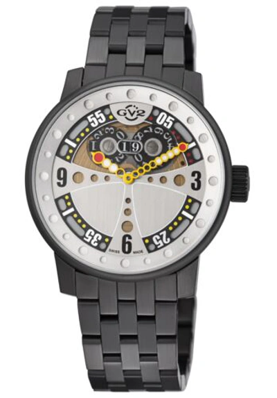 Pre-owned Gv2 By Gevril Men's 4041b.p Powerball Luminous Black Ip Steel Date Wristwatch