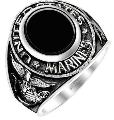 Pre-owned Us Jewels And Gems Men's Antiqued 14k Or 10k Yellow Or White Gold Us Marine Corps Solid Back Ring