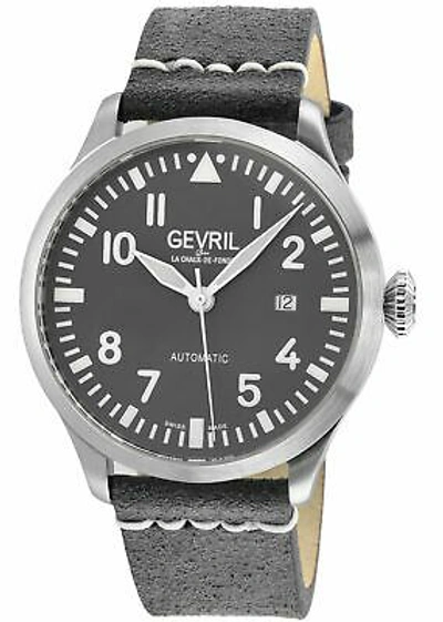 Pre-owned Gevril Men's Vaughn 43505 Swiss Automatic Sw200 Sellita Movement Leather Watch
