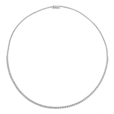 Pre-owned Morris &amp; David 3.00 Carat Natural Diamond Tennis Necklace G-h Si 14k White Gold 16 Inches