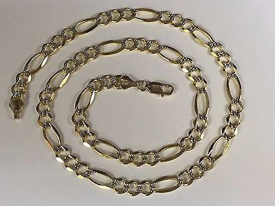 Pre-owned R C I 14k Solid Gold White Pave Figaro Curb Link Men's Chain/necklace 30" 7mm 50grams In No Stone