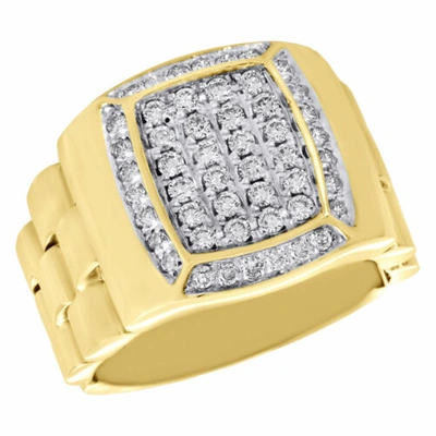 Pre-owned Jfl Diamonds & Timepieces 10k Yellow Gold Diamond Pinky Ring Mens Flexible Step Shank Tier Band 0.80 Ct. In White