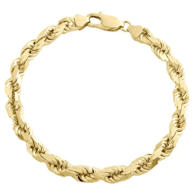 Pre-owned Jfl Diamonds & Timepieces 14k Yellow Gold 8mm Solid Diamond Cut Rope Link Bracelet Lobster Clasp 8-9 Inch
