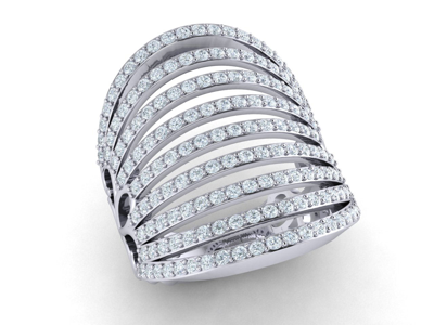 Pre-owned Jewelwesell Genuine 1.5ctw Round Cut Diamond Fancy Wide Multi-row Wedding Band Ring 14k Gold