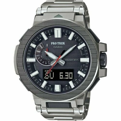 Pre-owned Casio Prx-8001yt-7jf Pro Trek Manaslu Radio Wave Solar Men's Silver