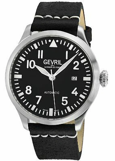 Pre-owned Gevril Men's Vaughn 43502 Swiss Automatic Sw200 Sellita Movement Leather Watch