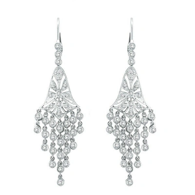 Pre-owned Morris 2.30 Ct Natural Diamond Chandelier Earrings Si 14k White Gold