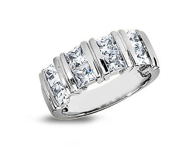 Pre-owned Jewelwesell 2.32ct Diamond Wedding Band Ring 18kt White Gold Princess Cut Channel Set I Si2