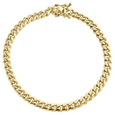 Pre-owned Jfl Diamonds & Timepieces 10k Yellow Gold 5mm Super Solid Miami Cuban Link Bracelet Box Clasp 8-9 Inches