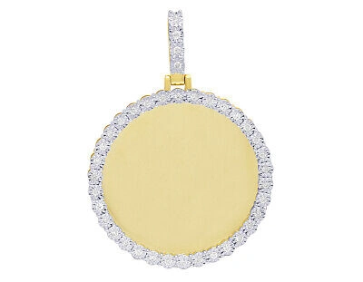 Pre-owned Jewelry Unlimited 10k Yellow Gold Memory Frame Medallion Illusion Set Photo Pendant 1.75 Ct 2.5"