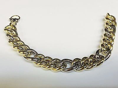 Pre-owned R C I 14k Yellow+white Gold Fashion Curb Link Chain/bracelet 7.75" 12 Mm 13 Grams In No Stone
