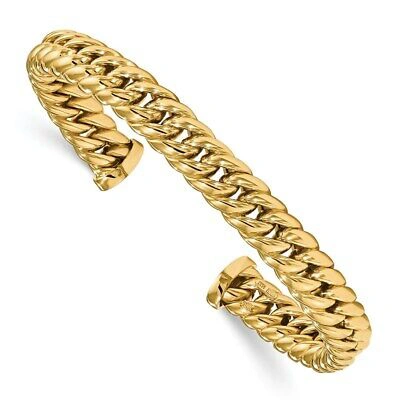 Pre-owned Skyjewelers Real 14kt Yellow Gold Polished Fancy Link Cuff Bangle