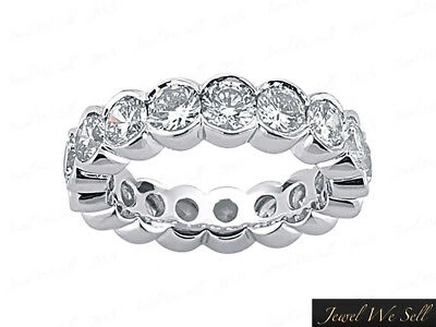 Pre-owned Jewelwesell 2.10ct Round Diamond Half Bezel Eternity Wedding Band Ring 950 Platinum Si1 In G