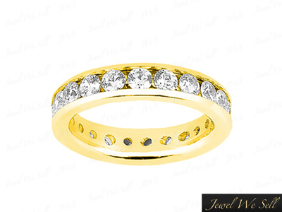 Pre-owned Jewelwesell 2.40ct Round Diamond Channel Set Eternity Band Wedding Ring 10k Gold G-h I1 In Gh