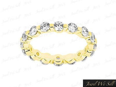 Pre-owned Jewelwesell 1.25ct Round Diamond Shared Single Prong Eternity Band Ring 18k Yellow Gold F Vs In White