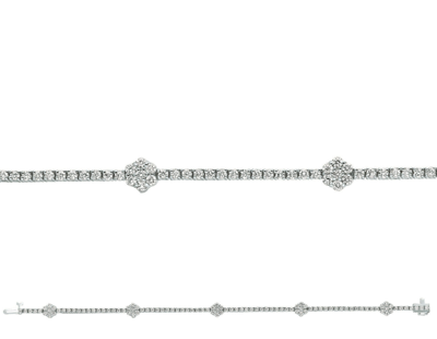 Pre-owned Morris 2.75 Carat Natural Diamond Flowers Bracelet Si 14k White Gold 7''