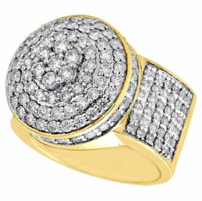 Pre-owned Jfl Diamonds & Timepieces 10k Yellow Gold Lollipop Domed Round Diamond Pinky Ring Mens Tier Band 4.45 Ct. In White