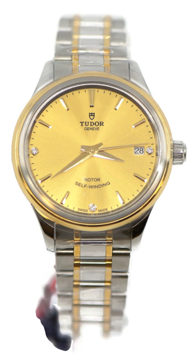 Pre-owned Tudor Style Diamond 18k/stainless Steel Watch 12303