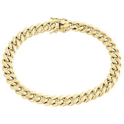 Pre-owned Jfl Diamonds & Timepieces Real 10k Yellow Gold Hollow Miami Cuban Link Bracelet 8.50mm Box Clasp 9 Inch