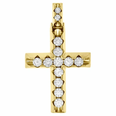 Pre-owned Jfl Diamonds & Timepieces 10k Yellow Gold Round Diamond Prong Set Cross Pendant 1.80" Mens Charm 2.55 Ct. In White