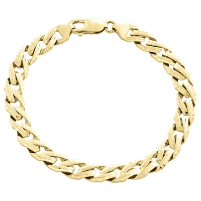 Pre-owned Jfl Diamonds & Timepieces 10k Yellow Gold Solid Fancy Link 7.75mm Brushed Matte Texture Mens Bracelet 8.5"