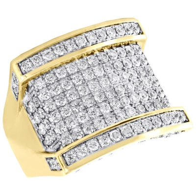 Pre-owned Jfl Diamonds & Timepieces 10k Yellow Gold Round Diamond Domed Statement Pinky Ring 20mm Pave Band 3.25 Ct. In White