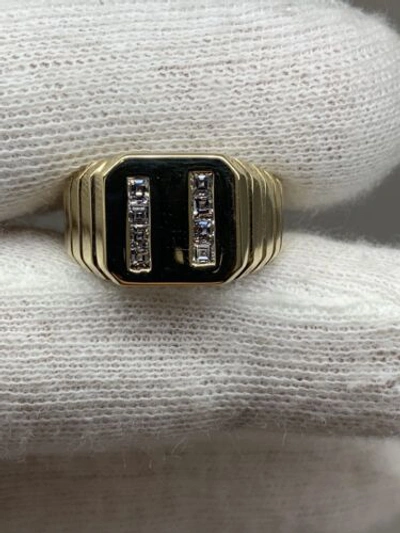 Pre-owned Cali Diamonds Mens Diamond Ring Asscher Cut F Vs1 14k Yellow Gold Size 7-10