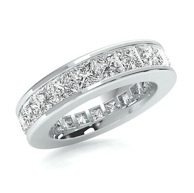 Pre-owned Jewelwesell 950 Platinum 4.60ct Princess Diamond Comfort Fit Channel Eternity Band Si1 In G