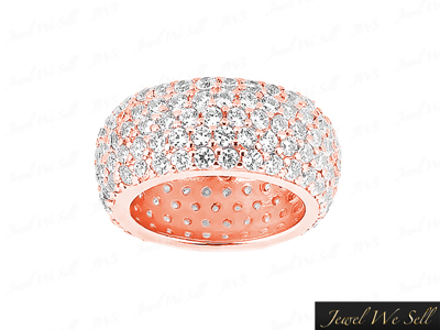Pre-owned Jewelwesell 5.00ct Round Cut Diamond Wide Pave Anniversary Eternity Band Ring 14k Gold H Si2