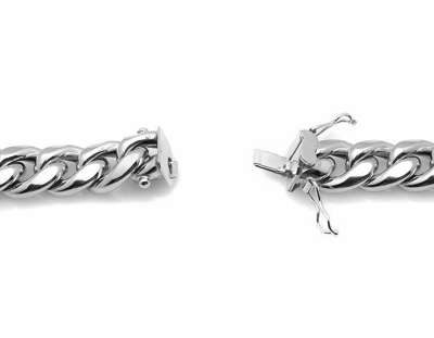 Pre-owned Jewelry Unlimited Men's Real White Gold 10k Solid Miami Cuban Link 7mm Chain Necklace 20-30 Inches