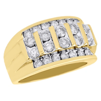 Pre-owned Jfl Diamonds & Timepieces 10k Yellow Gold Channel Set Diamond Wedding Band Mens 14mm Fancy Pinky Ring 2 Ct In White