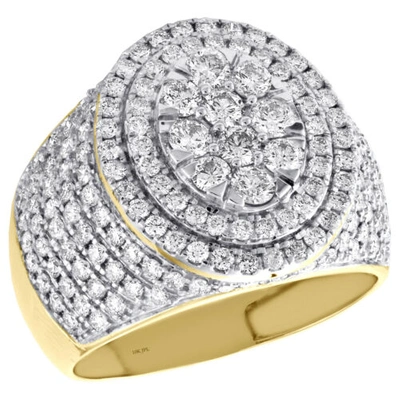 Pre-owned Jfl Diamonds & Timepieces 10k Yellow Gold Round Diamond Step Oval Tiered Pinky Ring 18mm Pave Band 2.50 Ct In White