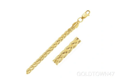 Pre-owned Gold Town Men's 14k Yellow Gold Lightweight 4.1mm Round Wheat Chain Necklace, 20" 22" 24"
