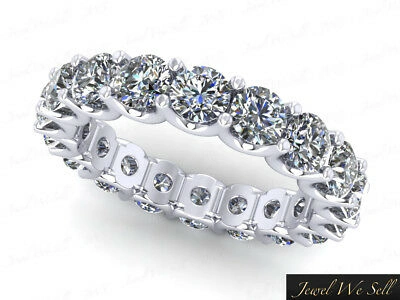 Pre-owned Jewelwesell 3.00ct Round Diamond Shared U-prong Wedding Eternity Ring 10k White Gold Gh I1