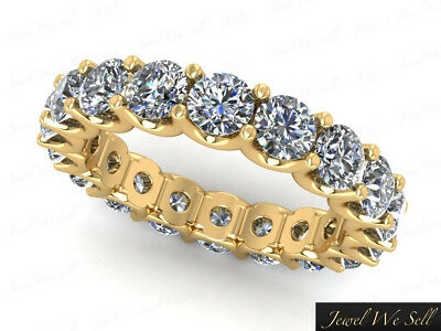Pre-owned Jewelwesell 3ct Round Diamond Shared U-prong Eternity Band Wedding Ring 18k Gold G-h I1 In Gh