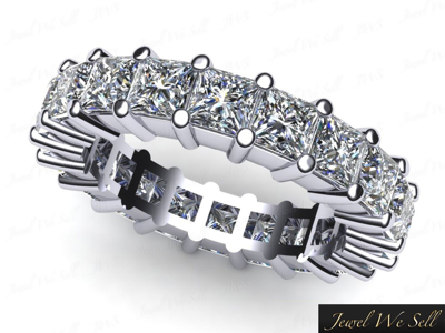 Pre-owned Jewel We Sell Genuine 3.40ct Princess Diamond Shared Eternity Band Solid 10k White Gold Gh I1