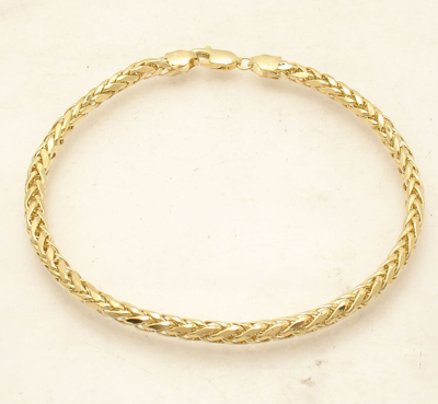 Pre-owned Spiga 9" Mens Round Wheat  Bracelet Lobster Clasp Lock Real 10k Yellow Gold