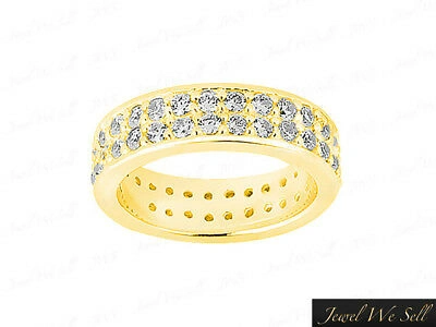 Pre-owned Jewelwesell 1.0ct Round Diamond Two Row Pave Eternity Bridal Band Ring 14k Yellow Gold F Vs2 In White