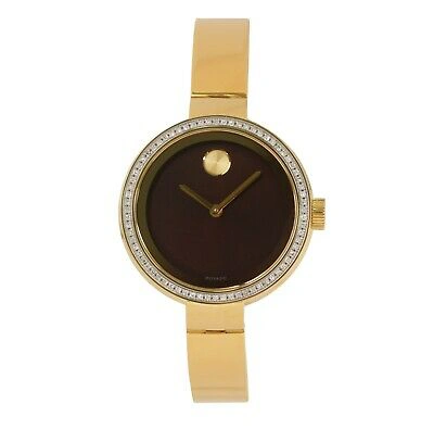 Pre-owned Movado Bold 3600282 Women's 34mm Studded Minimal Gold Bracelet Quartz Watch