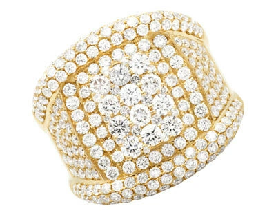 Pre-owned Jewelry Unlimited Mens 14k Yellow Gold Round Genuine Diamond Xl Statement Wedding Ring 6ct 22mm