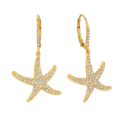 Pre-owned Morris 1.20 Carat Natural Diamond Starfish Earrings Si 14k Yellow Gold In White