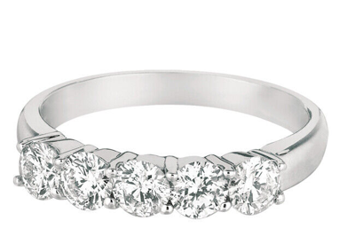 Pre-owned Morris 1.50 Carat Natural 5 Stone Diamond Ring Band Si 14k White Gold