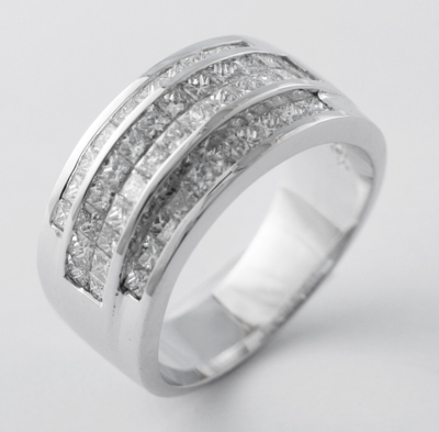 Pre-owned Gd Diamond 2.50 Ct Men's Natural Princess Diamond Wedding Band Ring Platinum 950 F Vs1-vs2 In White